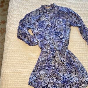 Rebecca Taylor Blue Leopard Print Dress